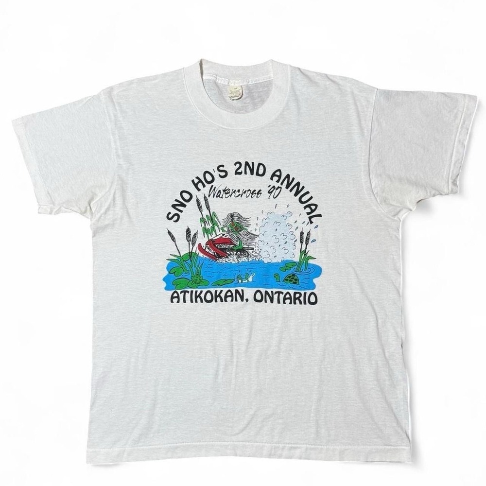 Vintage 1990 Sno Hos 2nd Annual Watercross Event Atikokan Ontario Frog T-shirt L